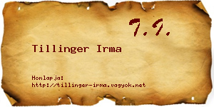 Tillinger Irma névjegykártya
